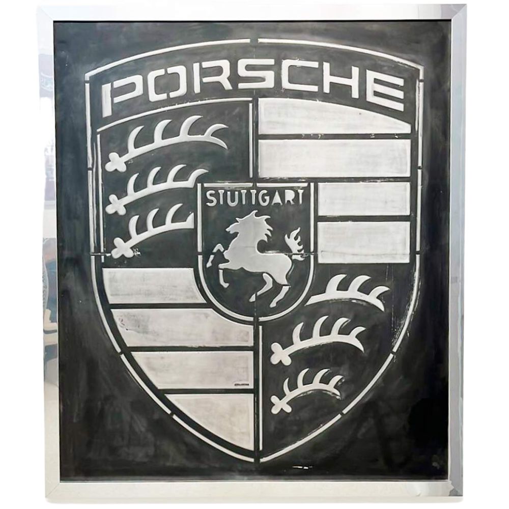 Pallarols Vintage "Porsche" Metal Sign With Frame, 40x48"