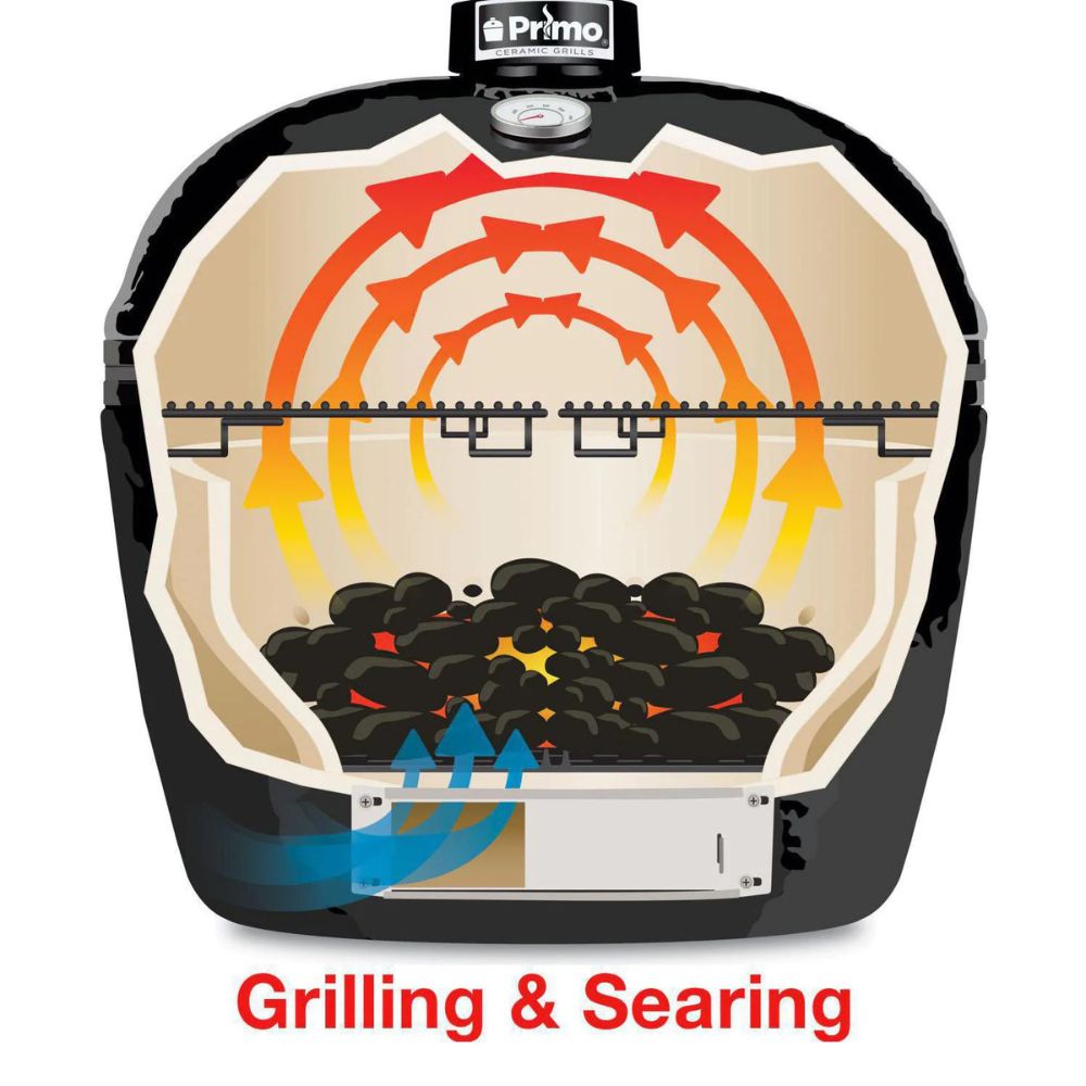 Primo PGCJRH Oval Junior 200 Ceramic Kamado Grill With Stainless Steel Grates